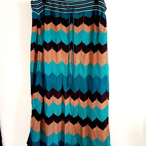 Lurex midi skirt used, turquoise and gold