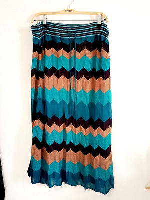 Lurex midi skirt used, turquoise and gold