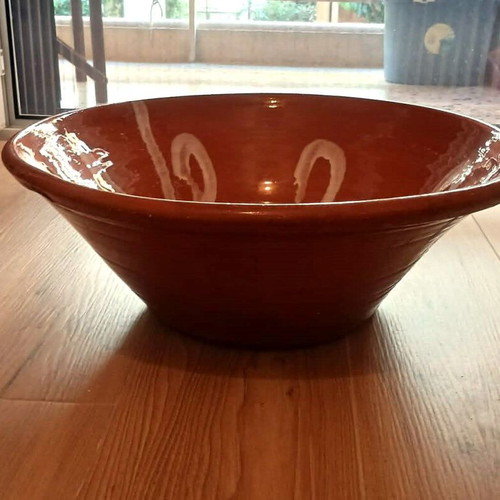 Clay kneading bowl handmade, used, diameter 50 cm height 19 cm
