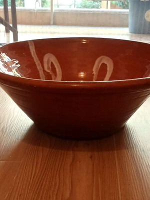 Clay kneading bowl handmade, used, diameter 50 cm height 19 cm