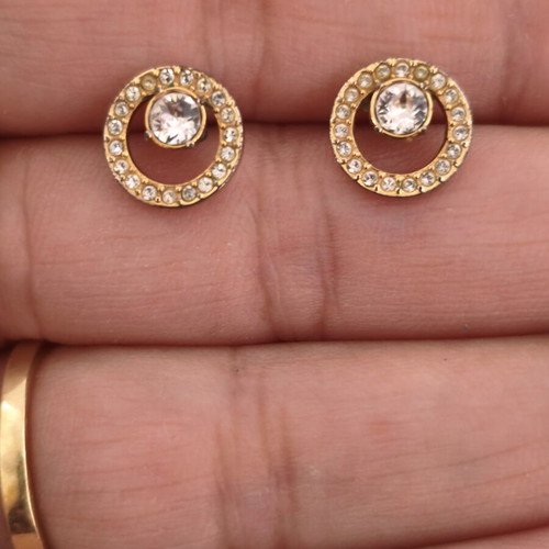 Swarovski jewelry set gold-tone with pavé crystals, new