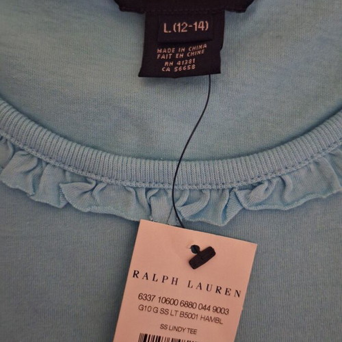 Polo Ralph Lauren girls' turquoise T-shirt large (12-14) like new