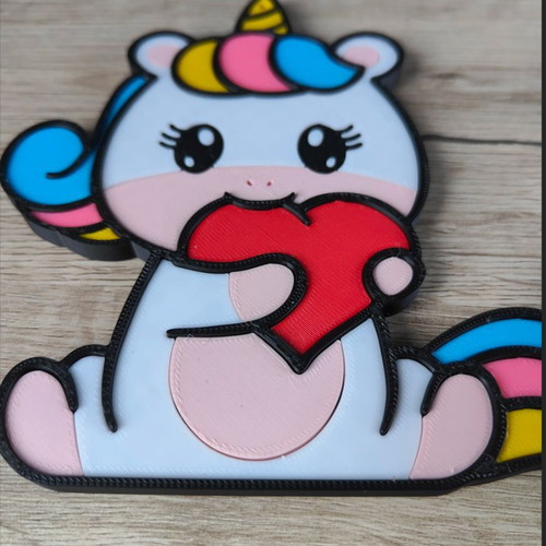 Unicorn keychain new 3D printed with colorful tail