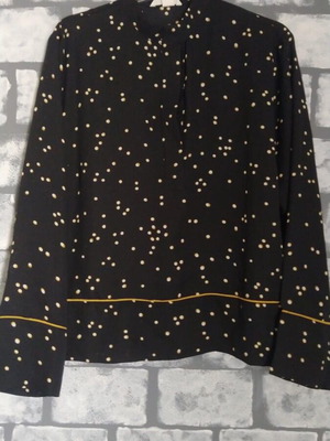 H&M Oversized Shirt New, Black with Beige Polka Dots
