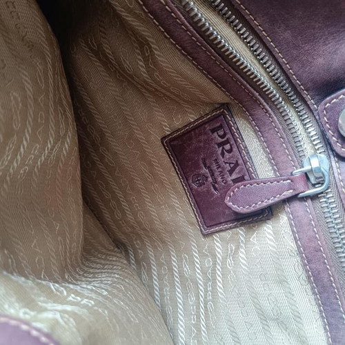 Prada Milano tote bag used, beige canvas and brown leather
