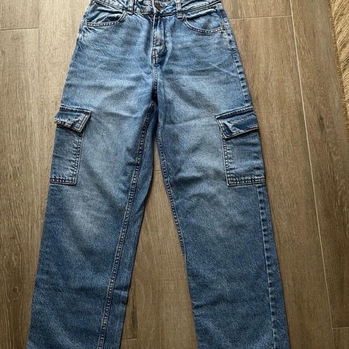 Cargo jeans Zara blue, worn once, size 34