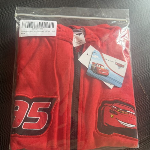 Disney Cars zip-up hoodie jacket, size 5-6 years