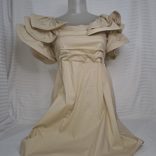 Elegant Cotton Dress size M, beige, made in Italy