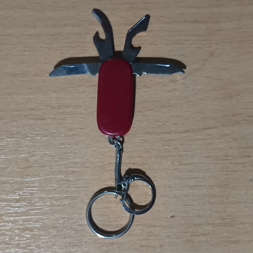 Vintage Mini Multitool Keychain with 4 Tools used