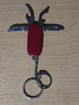 Vintage Mini Multitool Keychain with 4 Tools used
