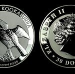  2011 AUSTRALIA SILVER .999 , ONE OUNCE KOOKABURRA $1 WITH CAPSULE IN MINT CONDITION.