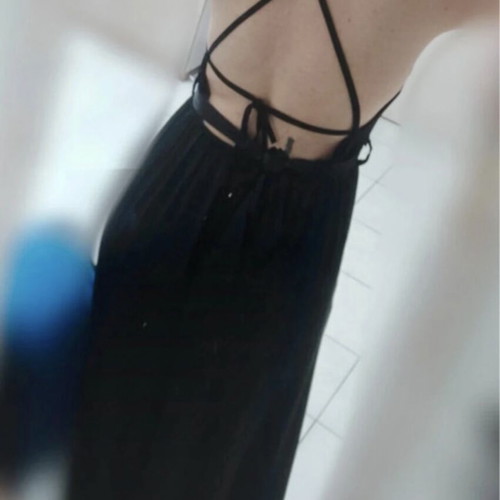 Zini iconic maxi satin slit backless halter dress