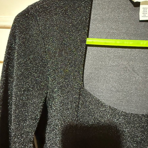 H&M Long Sleeve Jersey Top Black New, Size M