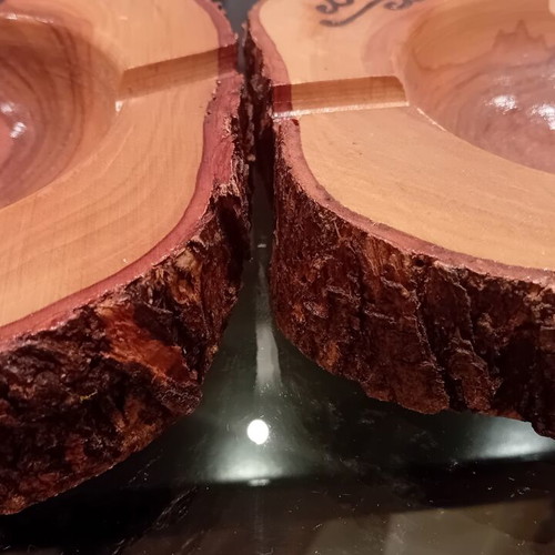 Handmade wooden ashtray set from Peloponnese tree trunk