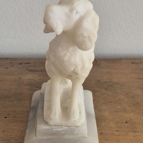 Grand Tour White Alabaster Seated Spaniel Bookends, original pair