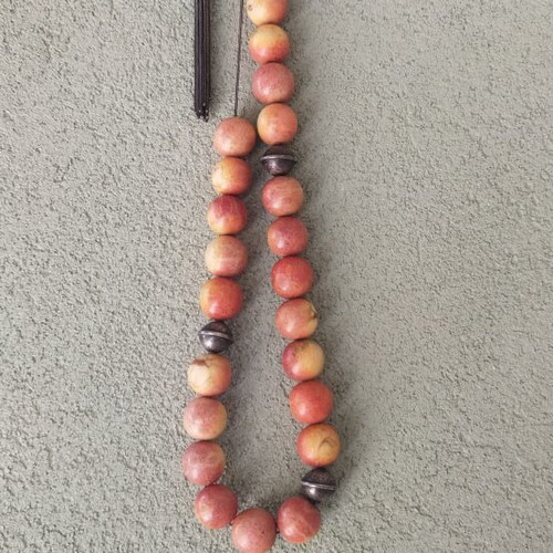 Silver Komboloi with 23 authentic apple coral beads, like new