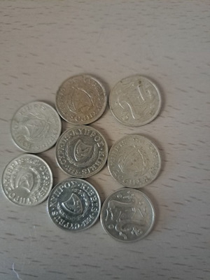 Cypriot 2 Cents Coins Collection 1983–1994 like new