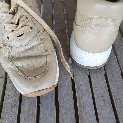 Hogan sneakers used, size 35.5, beige brown leather