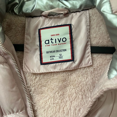Ativo pink puffer jacket like new with fur and removable hood