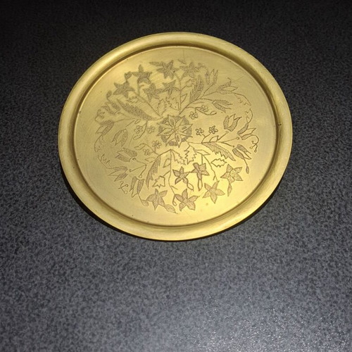 Brass Carved Tray 20cm like new with traditional floral design