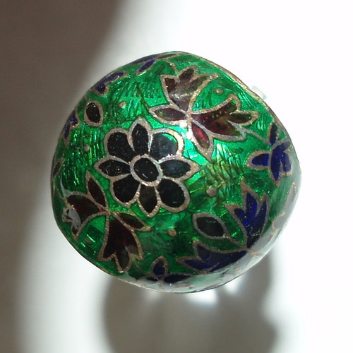Old Indian Silver Ring with Enamel like new, multicolored