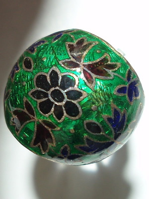 Old Indian Silver Ring with Enamel like new, multicolored