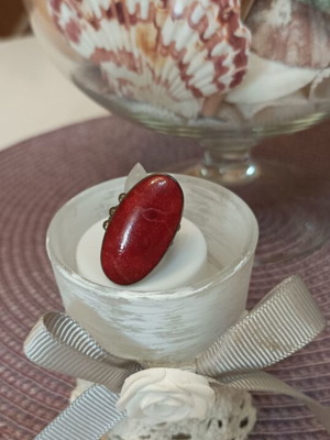 Silver jewelry set with natural red coral, like new