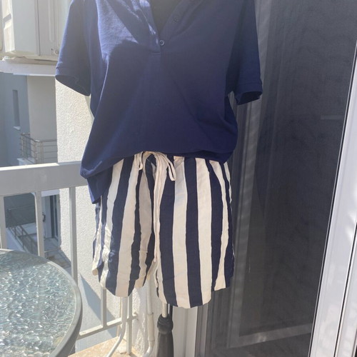 H&M pants new, size L 40 12, white and blue
