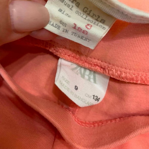Zara girls set with blouse and leggings size 8 like new, orange