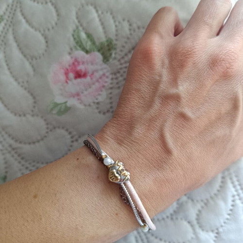 Handmade wrist bracelet like new, gray and silver