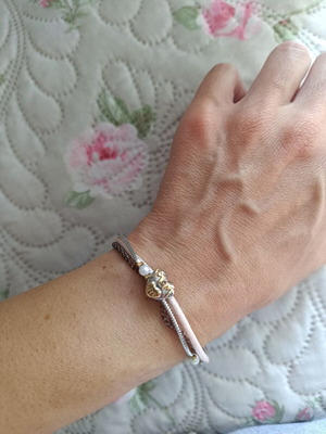 Handmade wrist bracelet like new, gray and silver