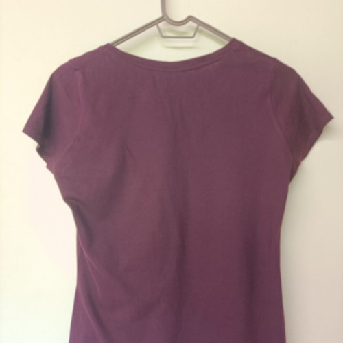 Bershka short sleeve shirt used, burgundy with grey daisies, size S