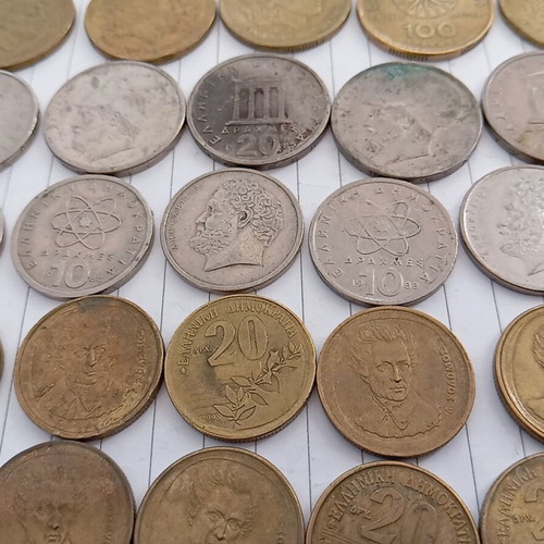 Pack of used Greek and foreign coins