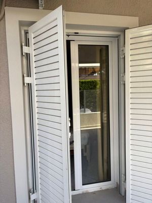 Balcony door with shutter like new, white