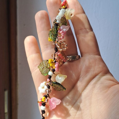 Women's bracelet handmade, new, pink and gold