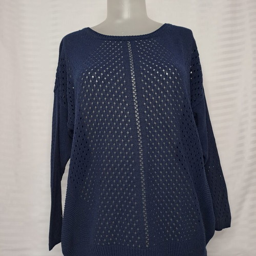 M&S Collection Navy Open-Knit Jumper like new, size UK 14