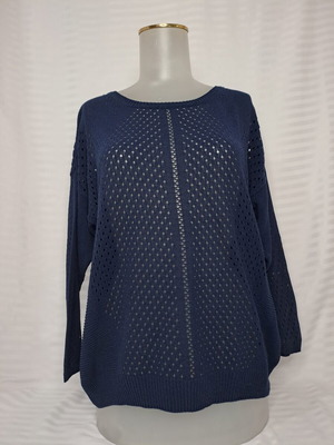 M&S Collection Navy Open-Knit Jumper like new, size UK 14