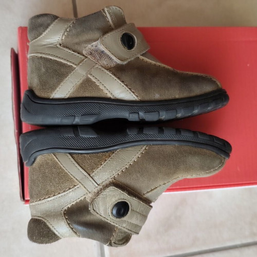 Children's leather boots size 23 used, beige and brown