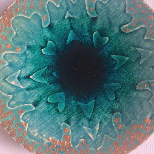 Ceramic handmade turquoise plates with gold details, set of 4 new