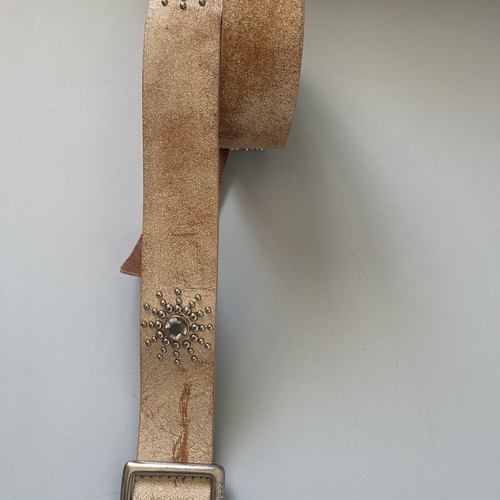 Vintage Guess leather belt metallic with studs and crystals, like new