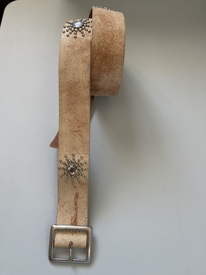 Vintage Guess leather belt metallic with studs and crystals, like new
