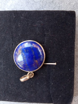 Pendant with blue energy crystal silver new