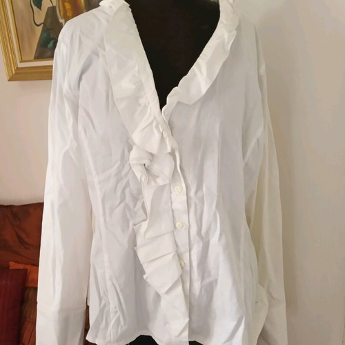White shirt with ruffles used, size XL