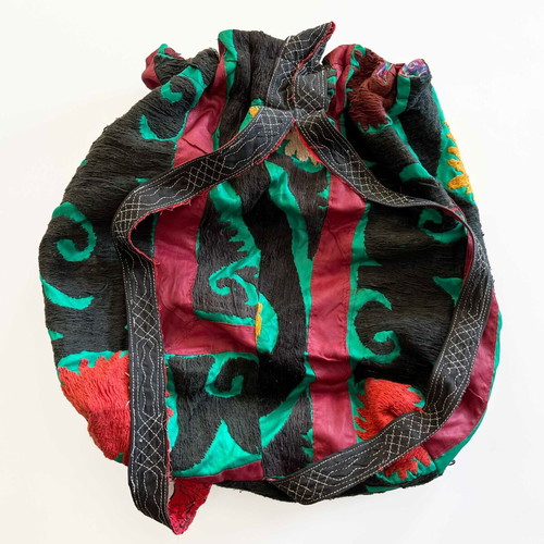 Backpack used, colorful fabric with embroidery from Uzbekistan