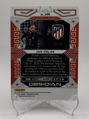 Panini Obsidian 2023-24 Jan Oblak /49 Atletico Madrid card