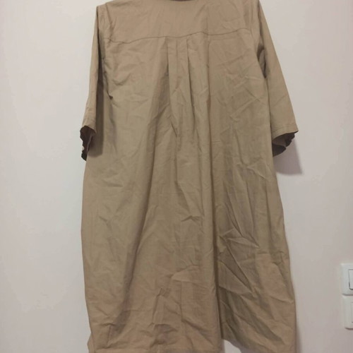Shirt style dress large, sand color, like new, 100% cotton