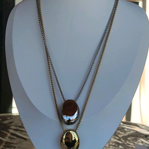 Steel necklace new, gold and silver color