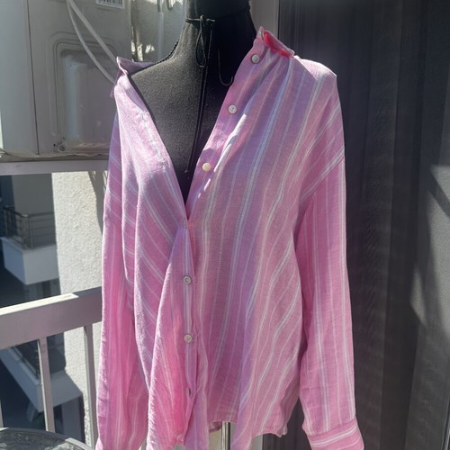 Zara oversized shirt new, white and pink, size XS