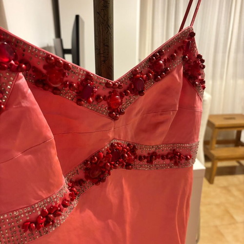Mini Laurel dress like new, pink-fuchsia with embroidery, size S 36