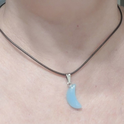 Necklace from PU leather like new, black and turquoise, 45 cm + 5 cm extension